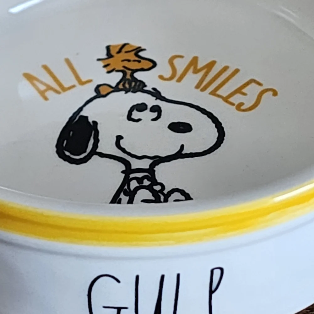 Snoopy Dog Bowl with Yellow Rim